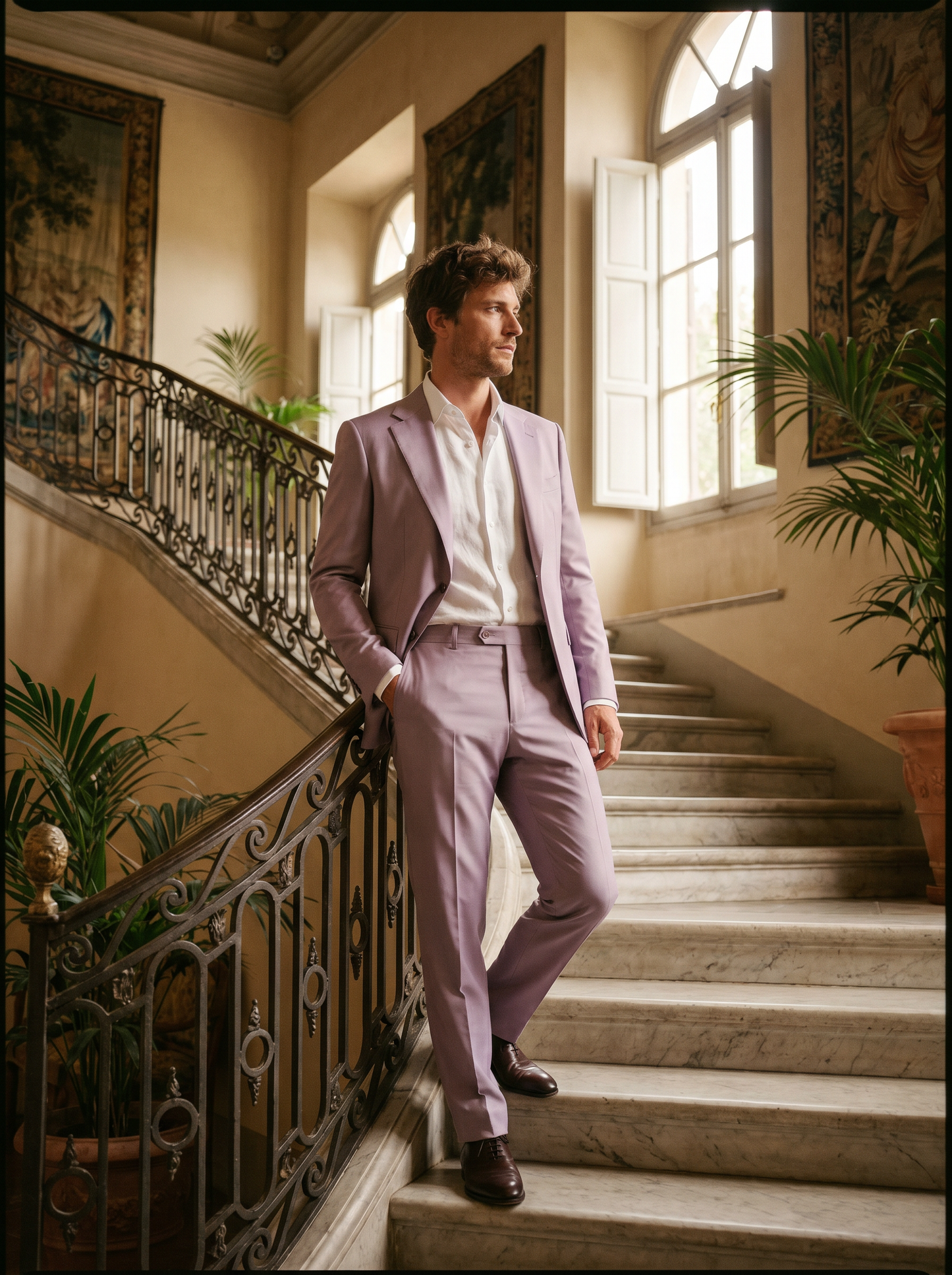 Lilac Silk Blend Suit — Custom Made to Measure - front view