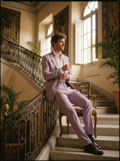 Lilac Silk Blend Suit — Custom Made to Measure - seated view