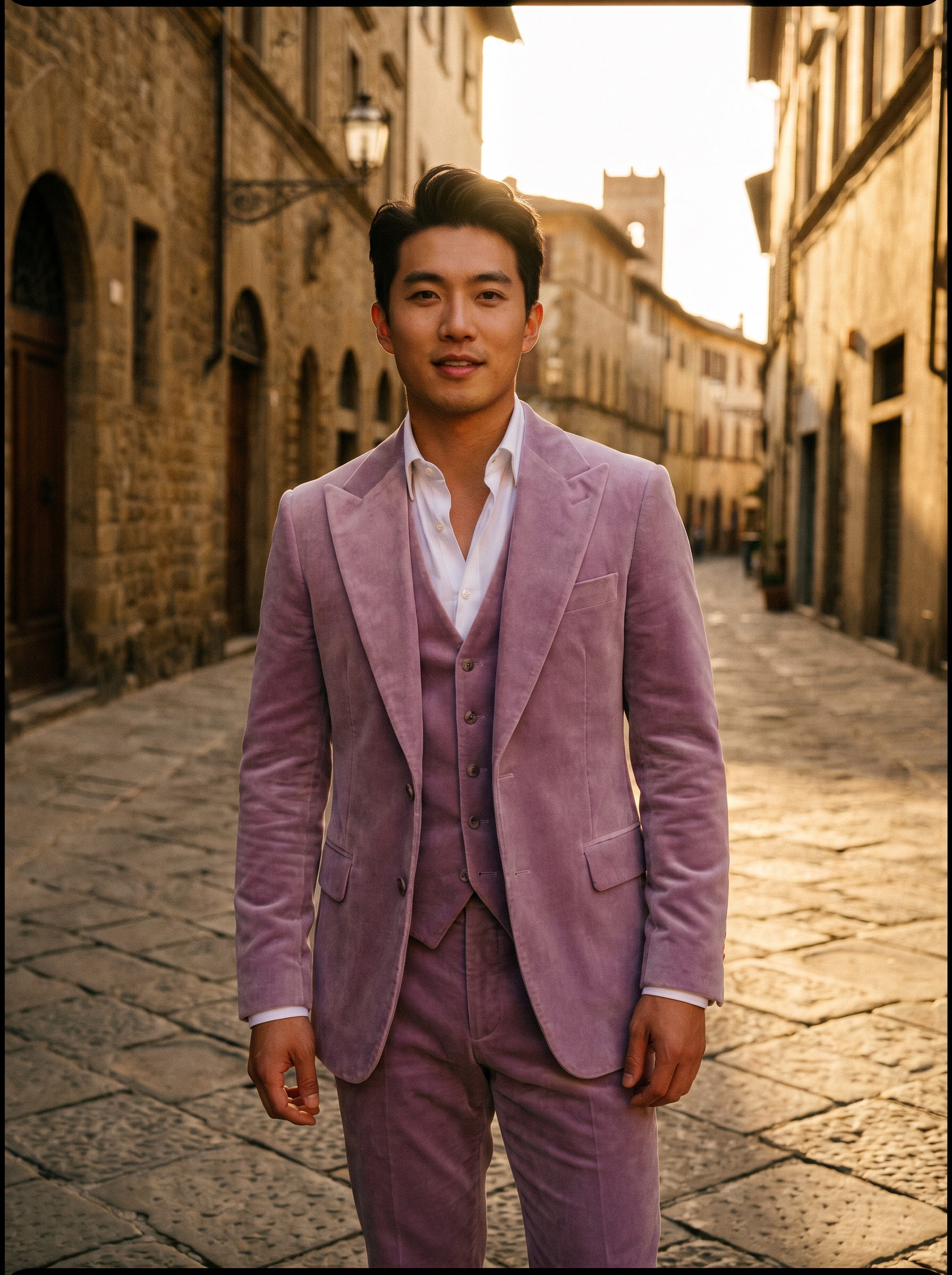 Lilac Velvet 3-Piece Suit — Custom Made to Measure - front view