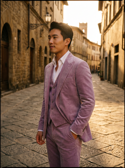 Lilac Velvet 3-Piece Suit — Custom Made to Measure - side view