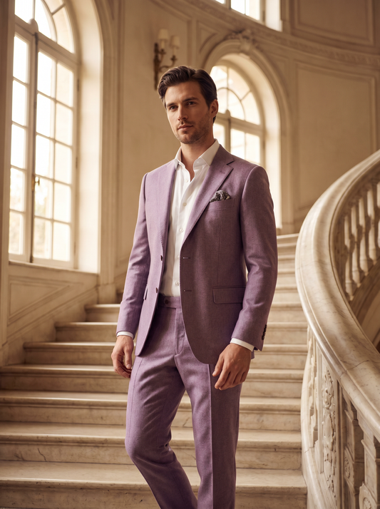 Lilac Wool Groomsmen Suit — Custom Made to Measure - front view
