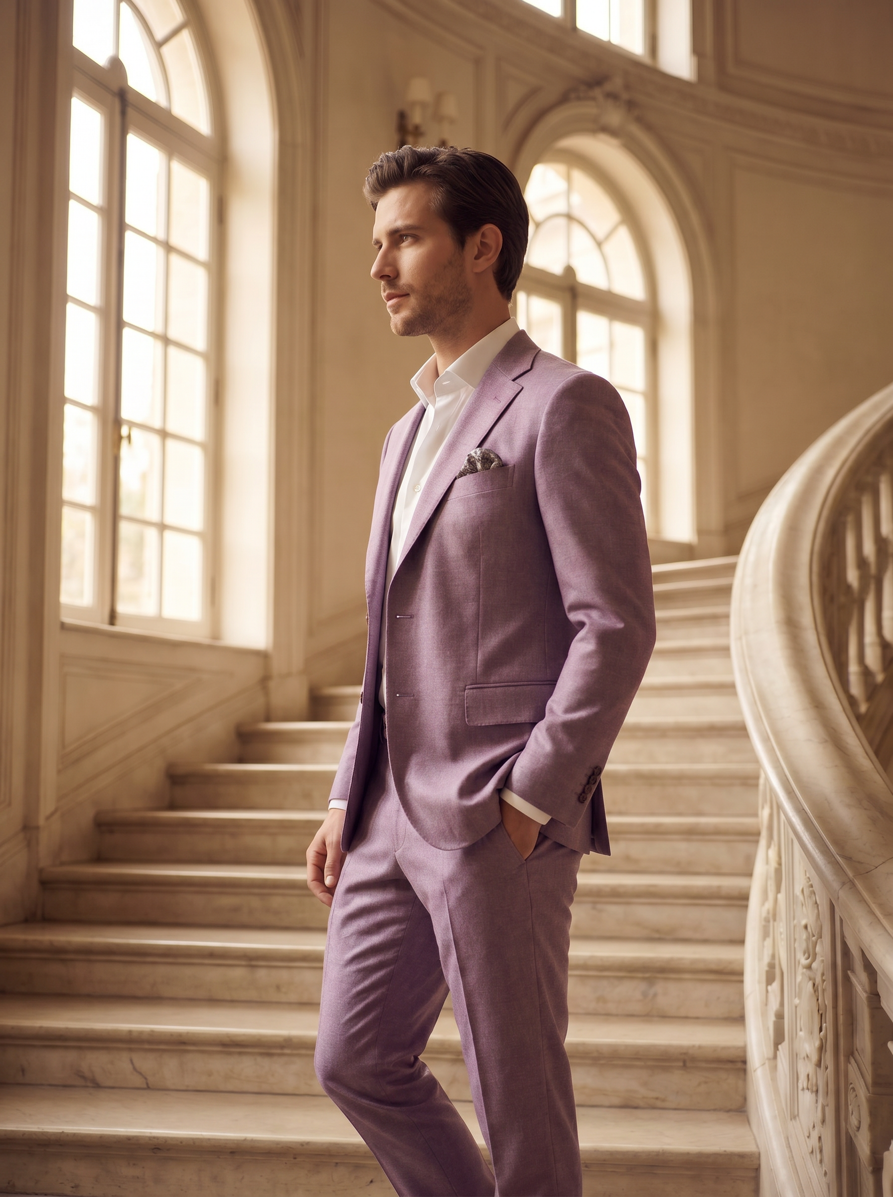 Lilac Wool Groomsmen Suit — Custom Made to Measure - side view