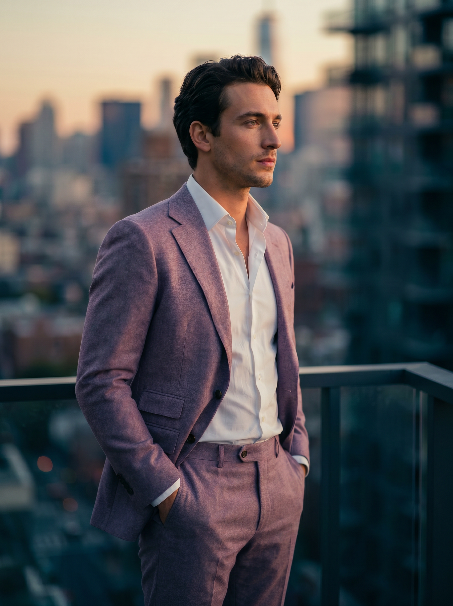 Lilac Wool Suit — Custom Made to Measure - side view