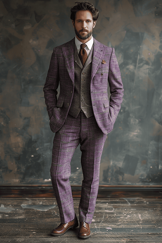 Lilac Tweed Suit — Custom Made to Measure