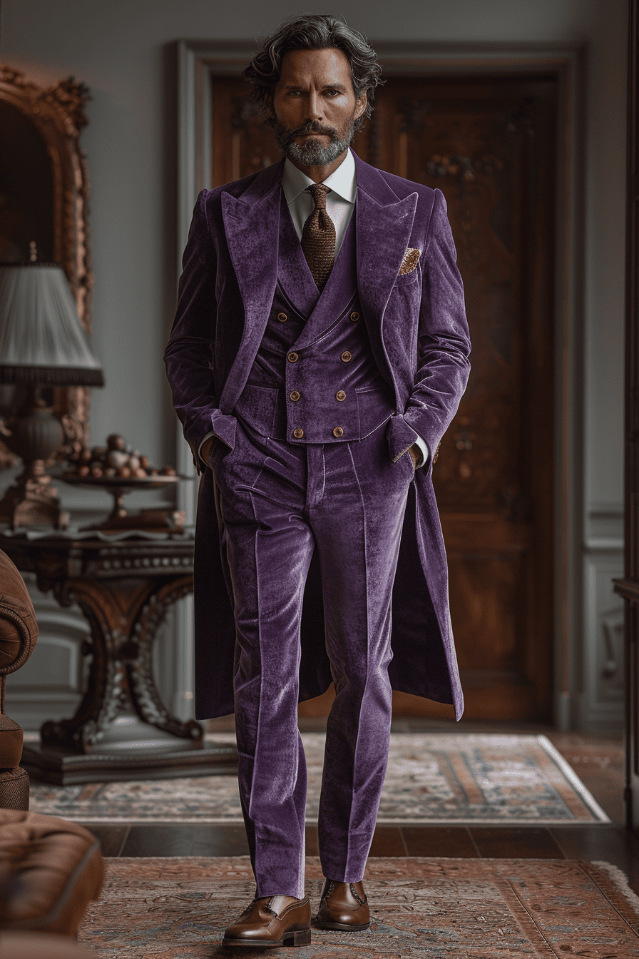 Lilac Velvet Cocktail Party Suit — Custom Made to Measure