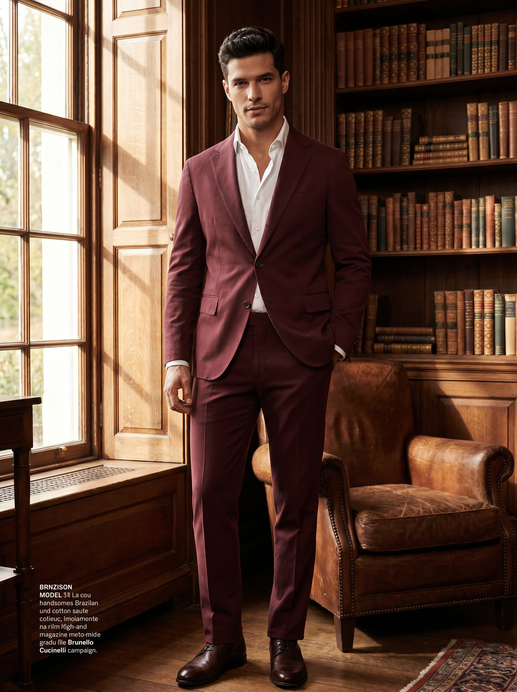 Maroon Cotton Graduation Suit — Custom Made to Measure - front view