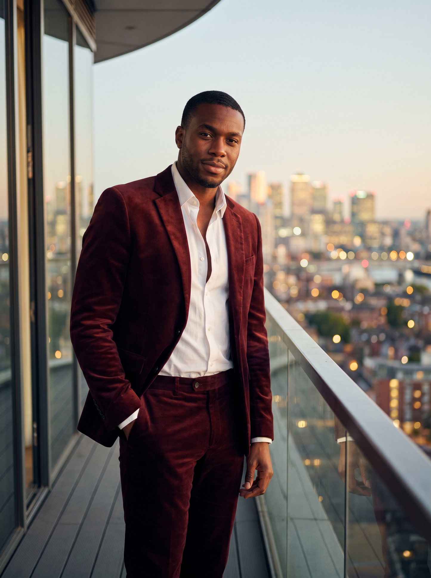Maroon Velvet Suit — Custom Made to Measure - front view