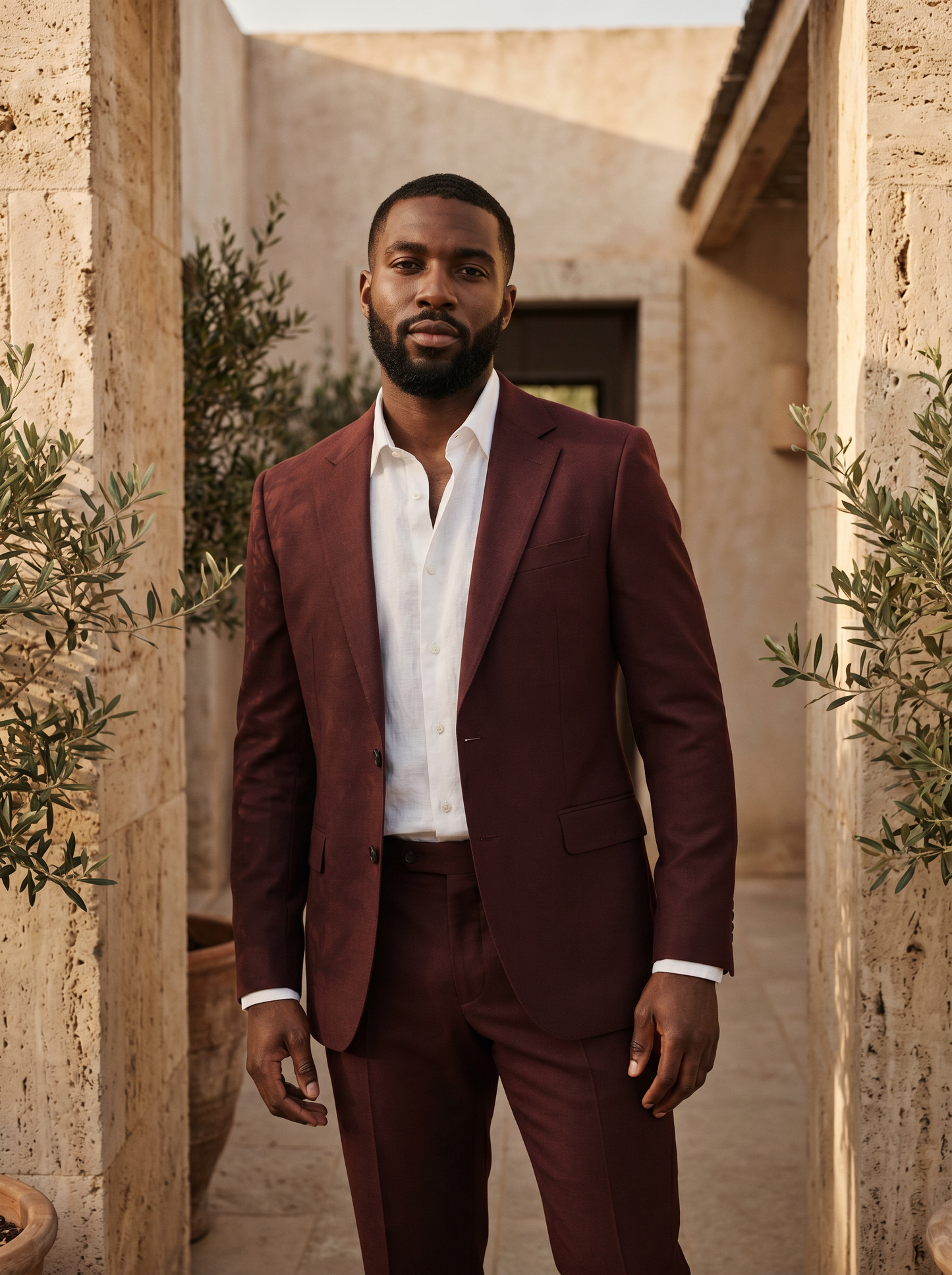 Maroon Wool Suit — Custom Made to Measure - front view