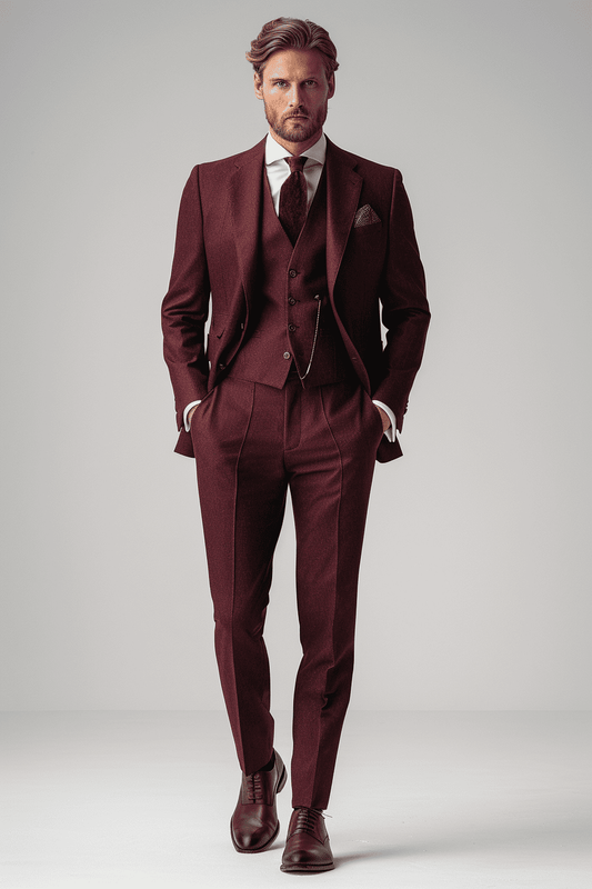 Maroon Cashmere Blend Suit — Custom Made to Measure