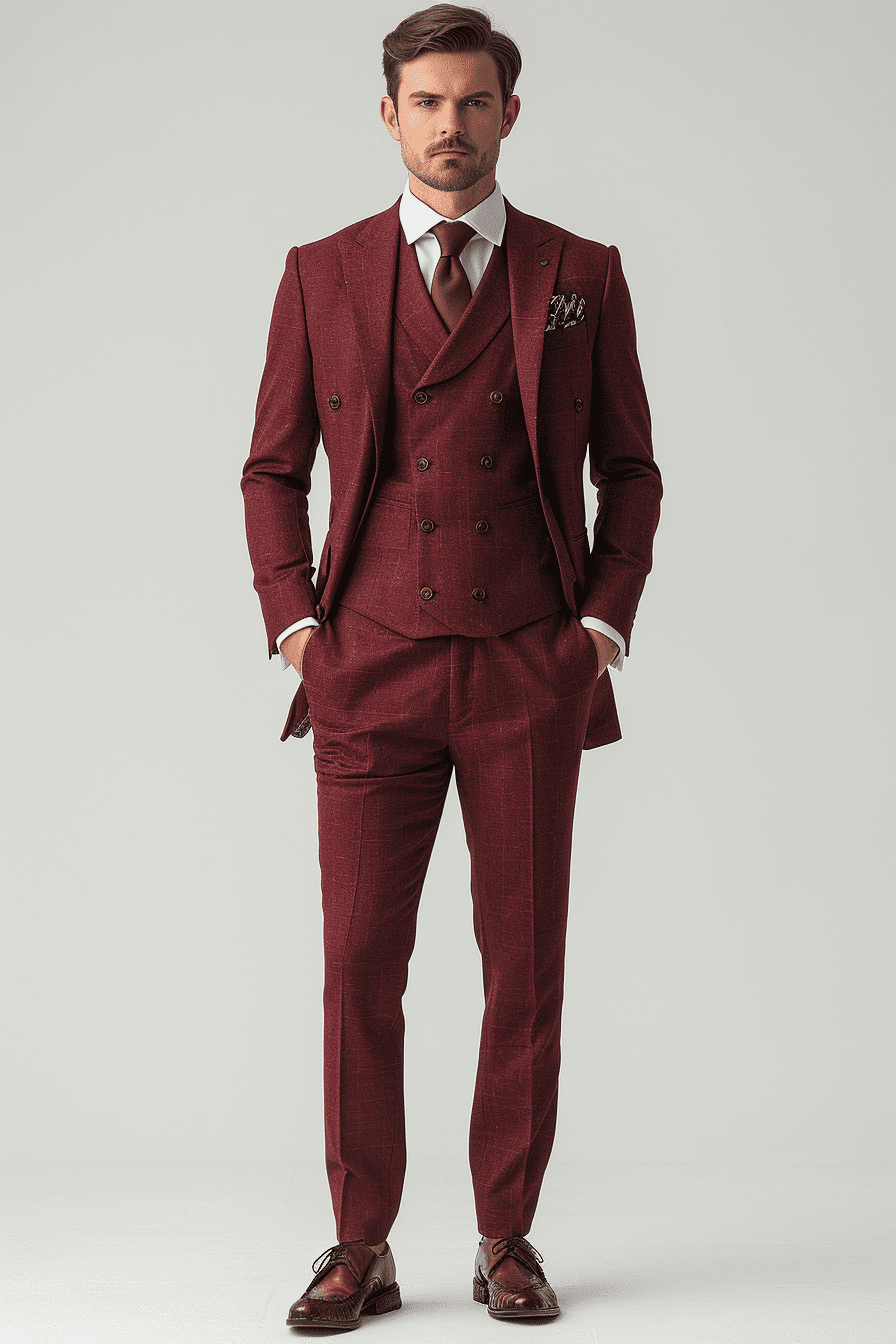 Maroon Linen Graduation Suit — Custom Made to Measure