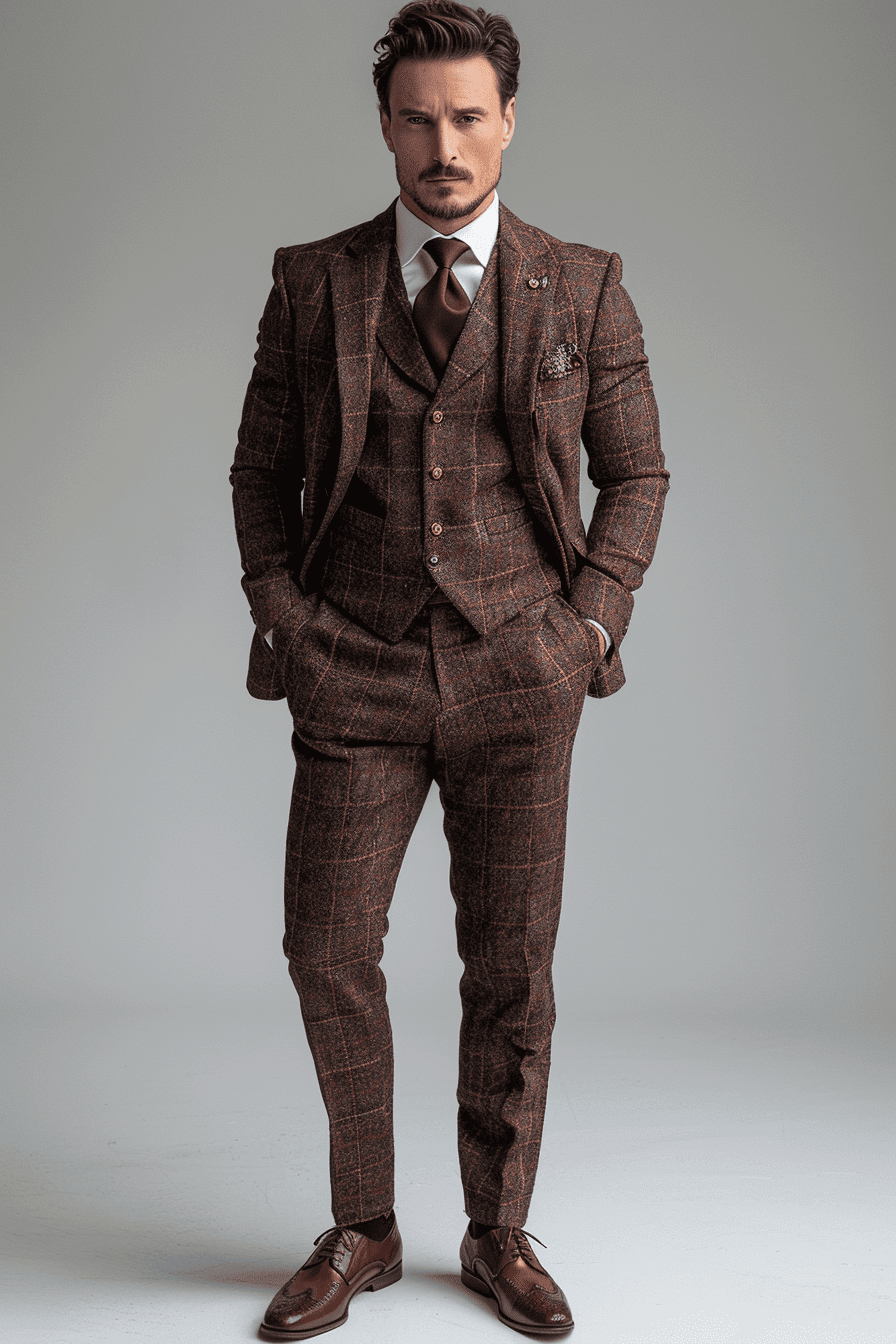 Maroon Tweed Suit — Custom Made to Measure