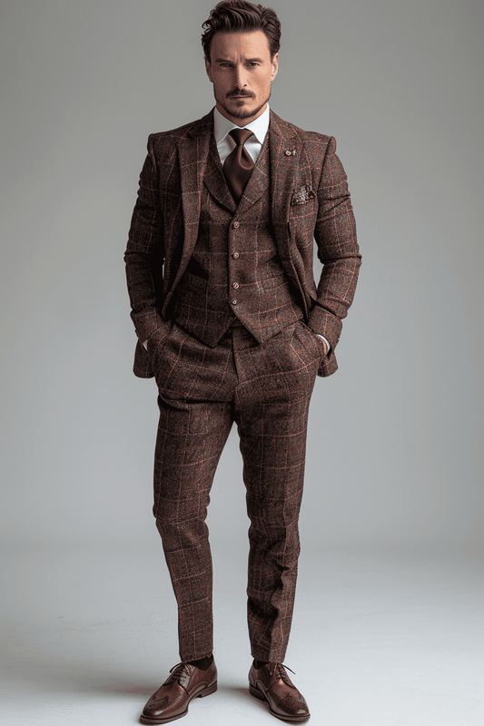 Maroon Tweed Suit — Custom Made to Measure
