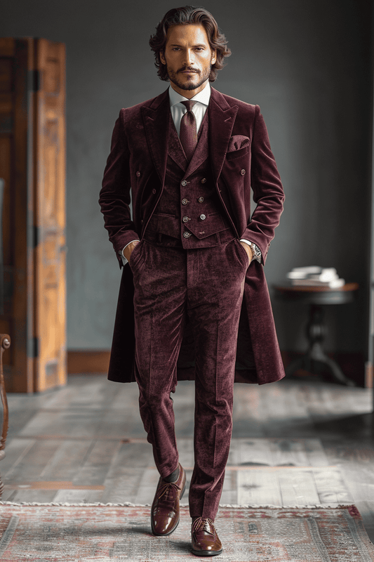 Maroon Velvet Graduation Suit — Custom Made to Measure