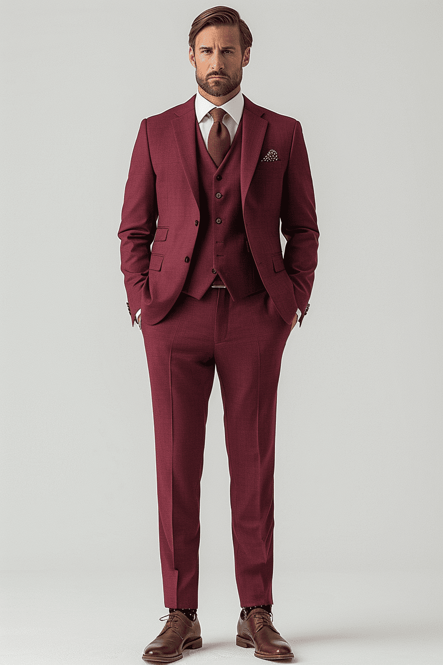 Maroon Wool Graduation Suit — Custom Made to Measure