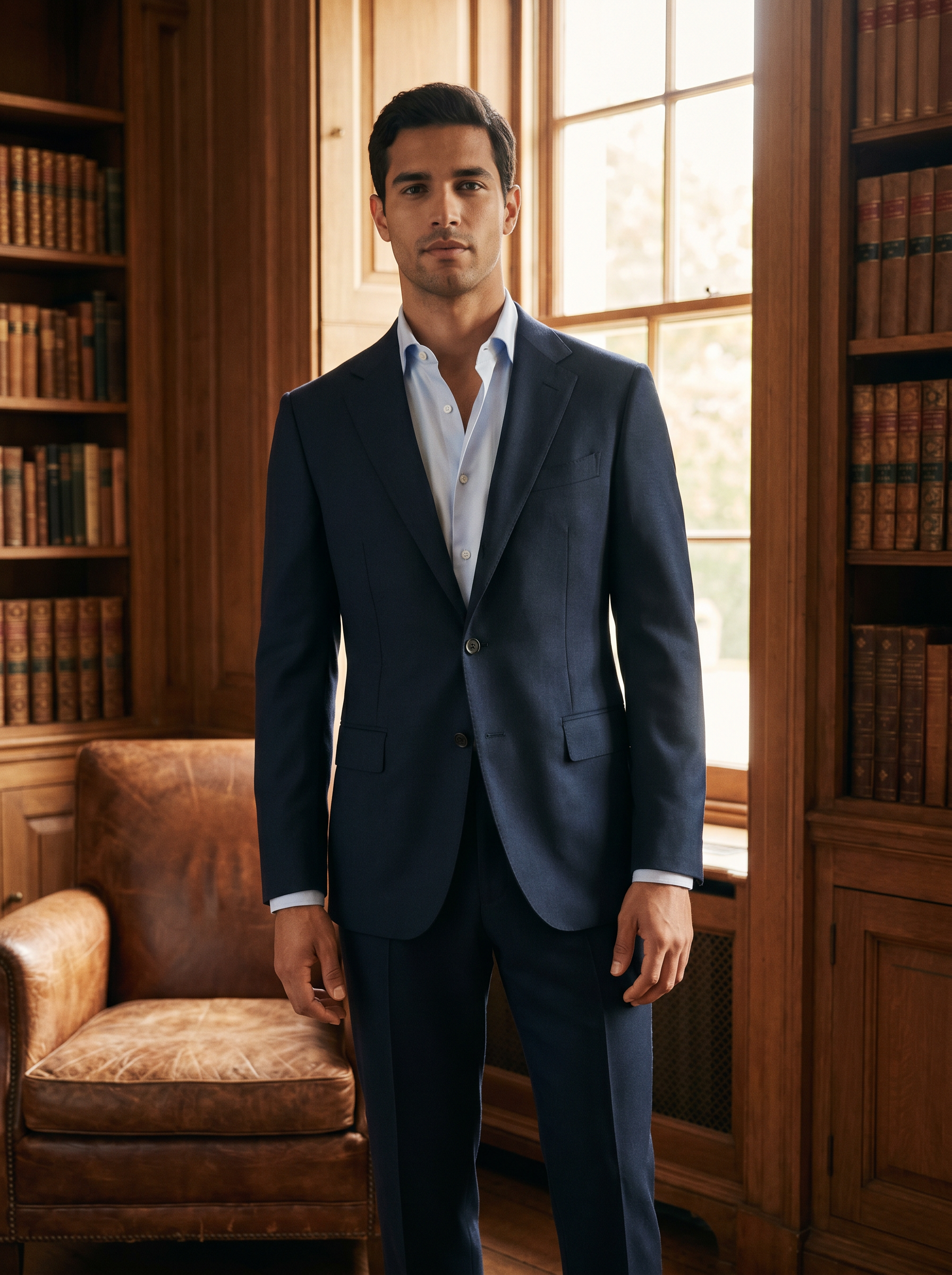 Midnight Blue Wool Suit — Custom Made to Measure - front view