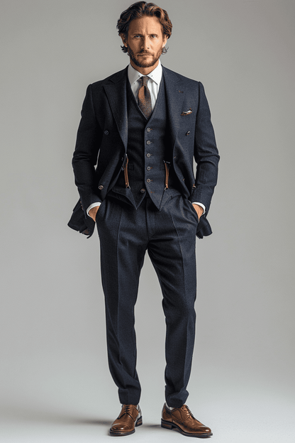 Midnight Blue Cotton Graduation Suit — Custom Made to Measure