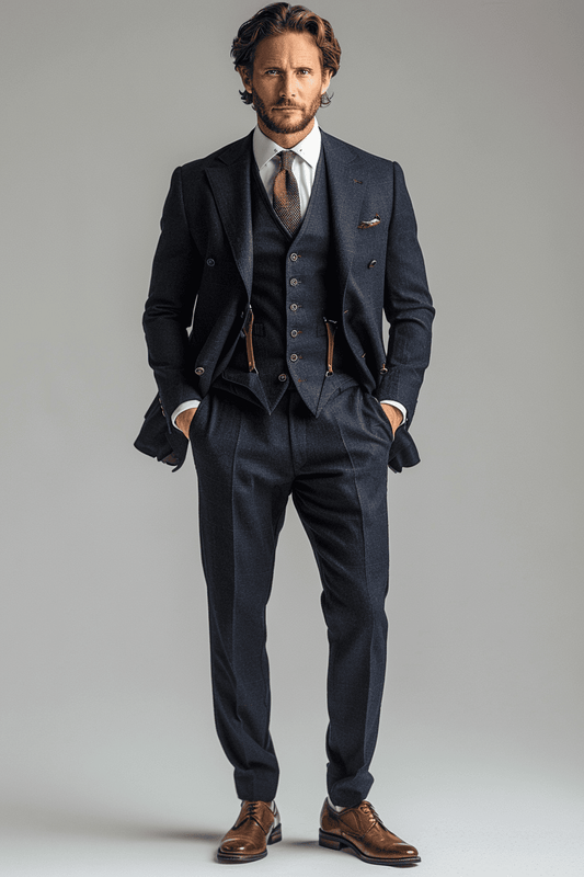 Midnight Blue Cotton Graduation Suit — Custom Made to Measure