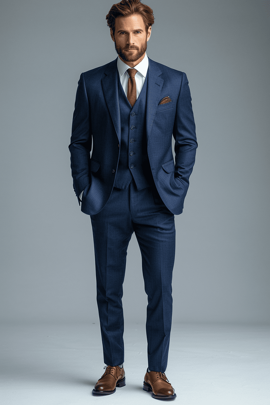 Midnight Blue Cotton Graduation Suit — Custom Made to Measure