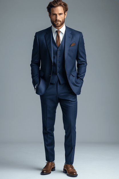 Midnight Blue Cotton Graduation Suit — Custom Made to Measure