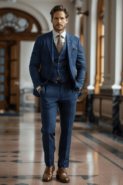 Midnight Blue Cotton Graduation Suit — Custom Made to Measure
