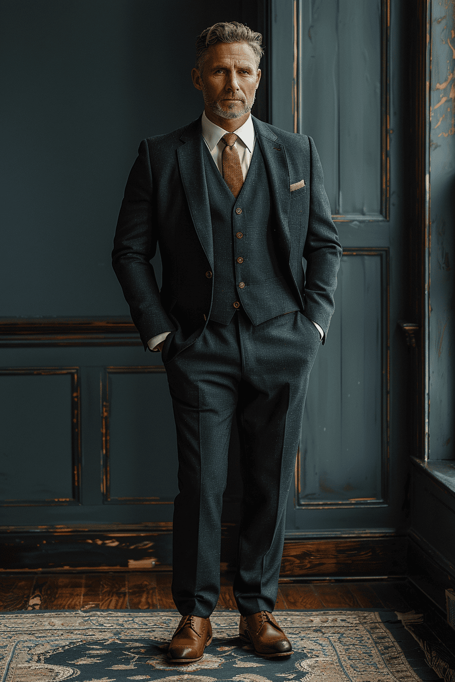 Midnight Blue Cotton Father of the Bride Suit — Custom Made