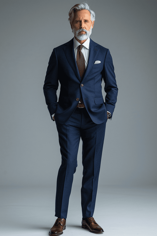 Midnight Blue Silk Blend Father of the Bride Suit — Custom Made
