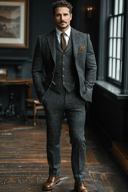 Midnight Blue Tweed Suit — Custom Made to Measure