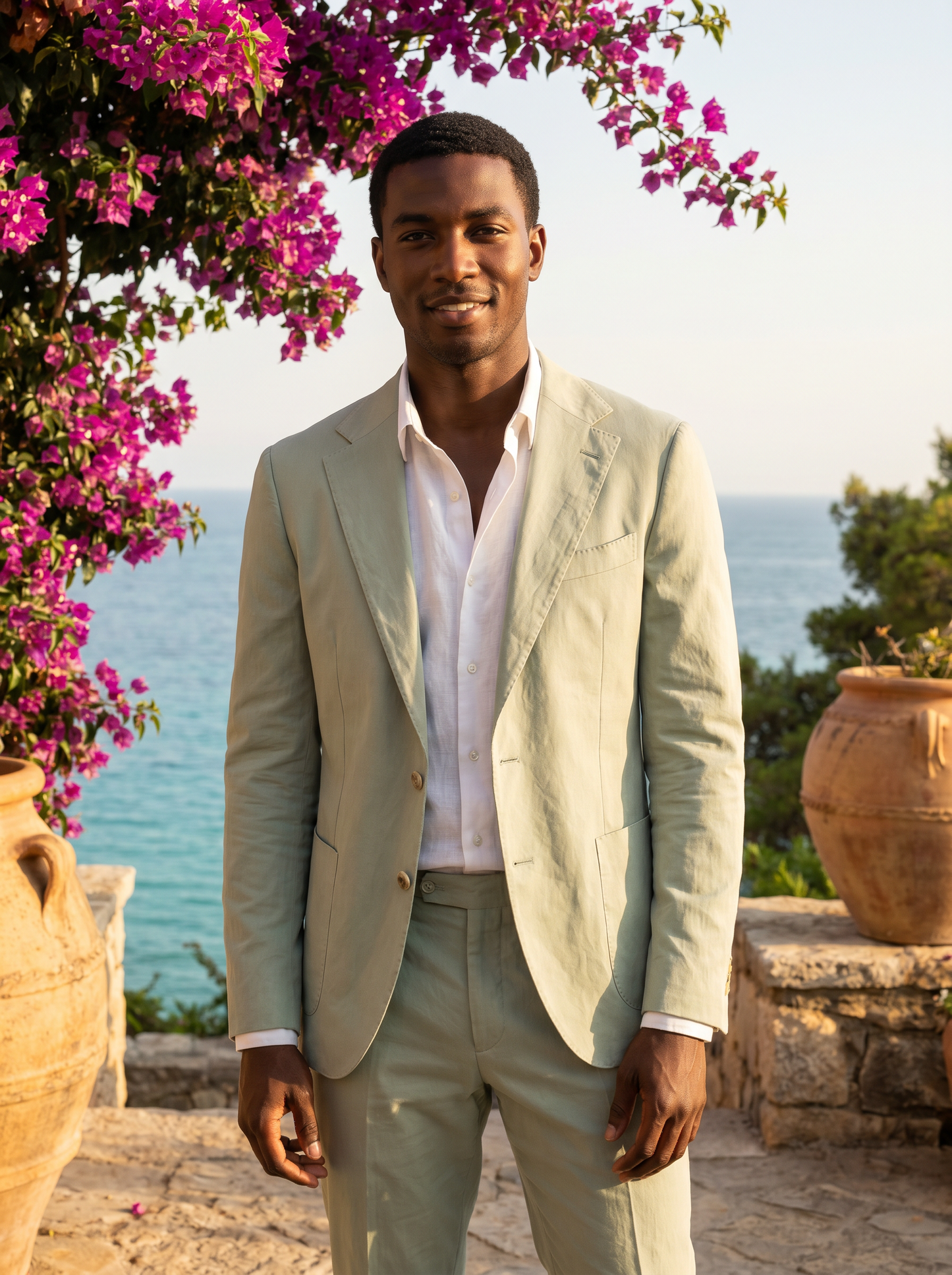 Mint Cotton Groomsmen Suit — Custom Made to Measure - front view