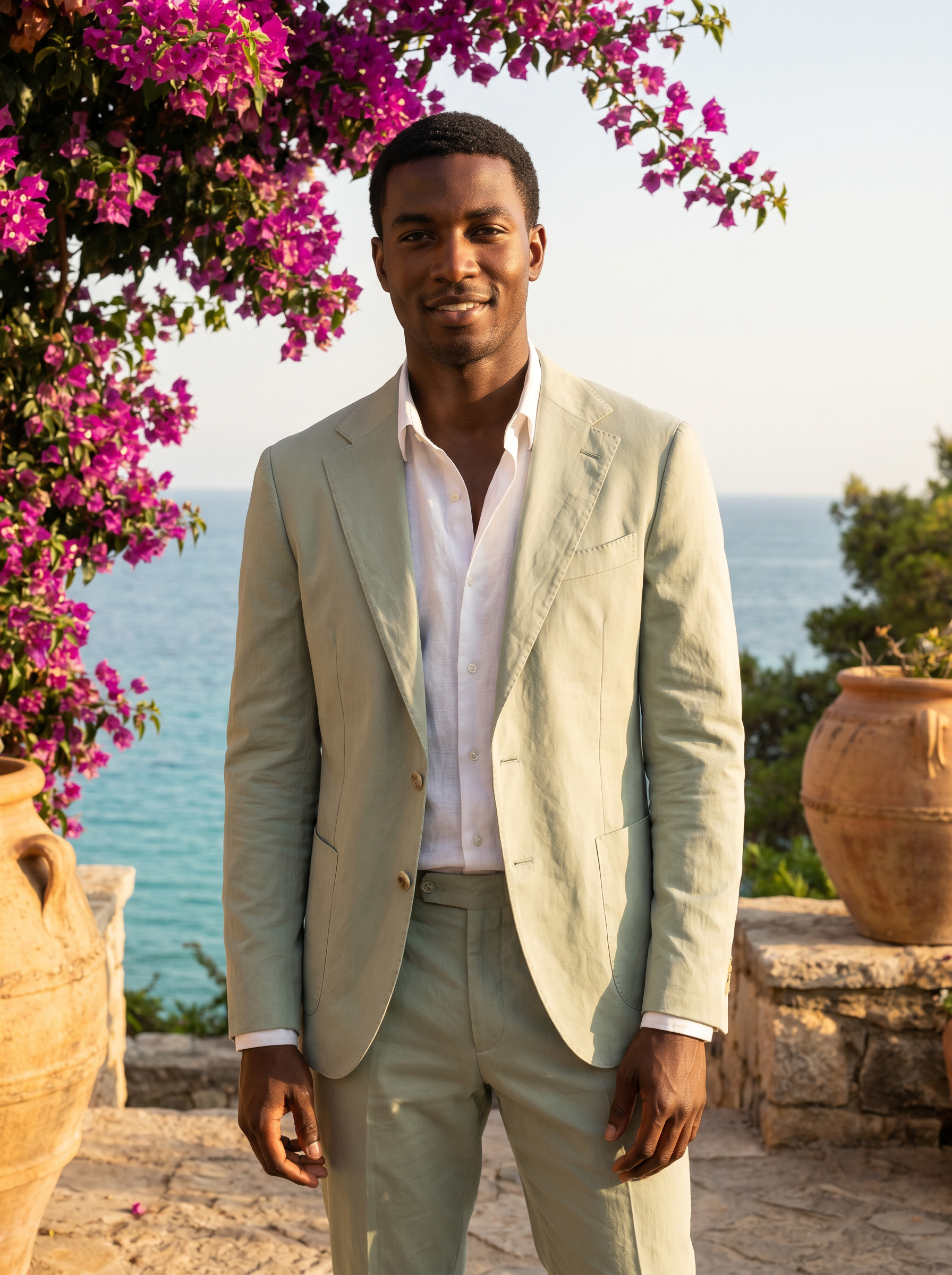 Mint Cotton Groomsmen Suit — Custom Made to Measure - front view