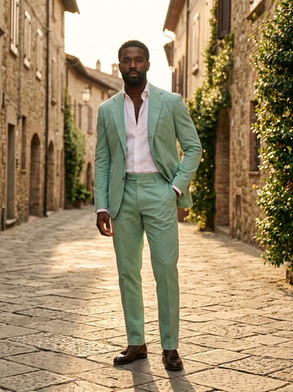 Mint Cotton Suit — Custom Made to Measure - front view
