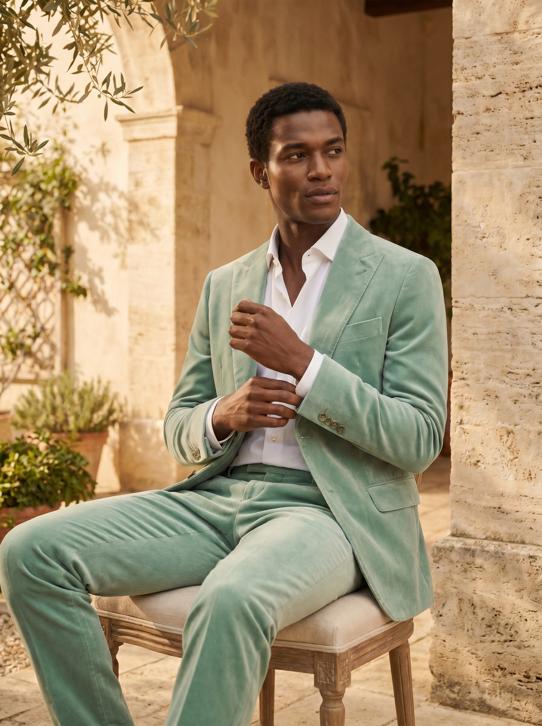 Mint Velvet Suit — Custom Made to Measure - seated view
