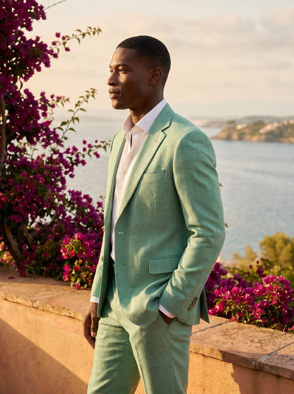 Mint Wool Suit — Custom Made to Measure - side view