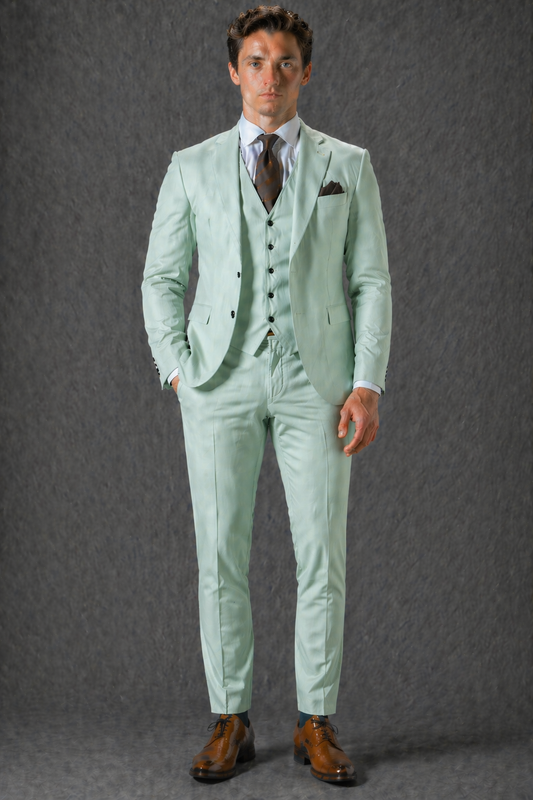 Mint Cotton Slim Fit Suit — Custom Made to Measure