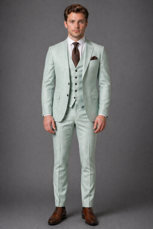 Mint Wool Slim Fit Suit — Custom Made to Measure