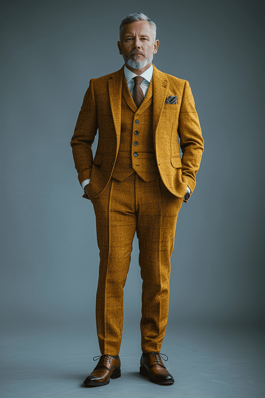 Mustard Cashmere Blend Suit — Custom Made to Measure