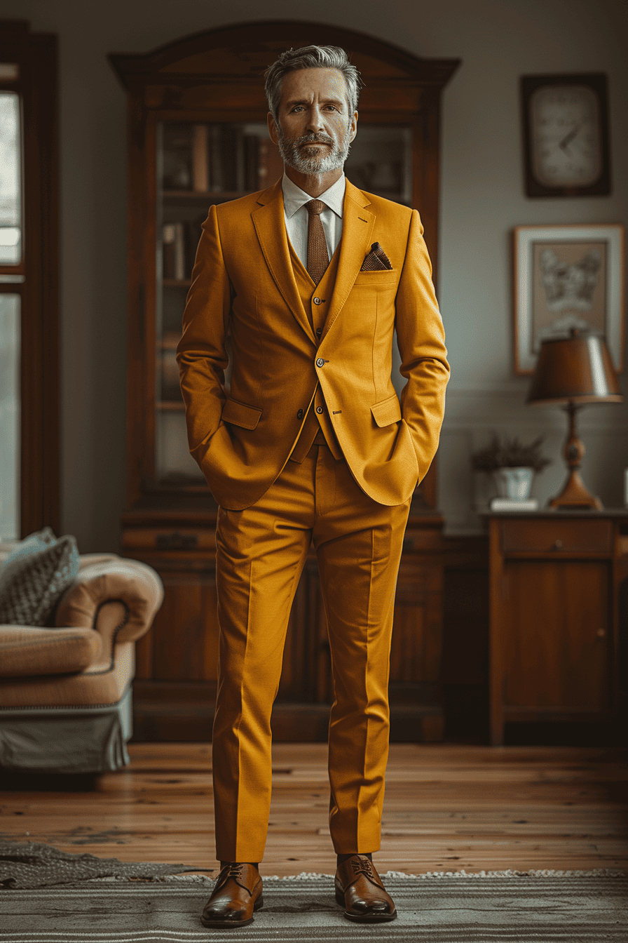 Mustard Cotton Father of the Bride Suit — Custom Made