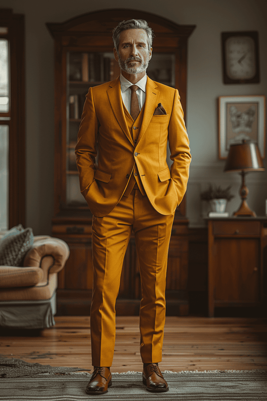 Mustard Cotton Father of the Bride Suit — Custom Made