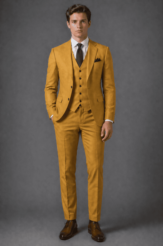 Mustard Cotton Slim Fit Suit — Custom Made to Measure