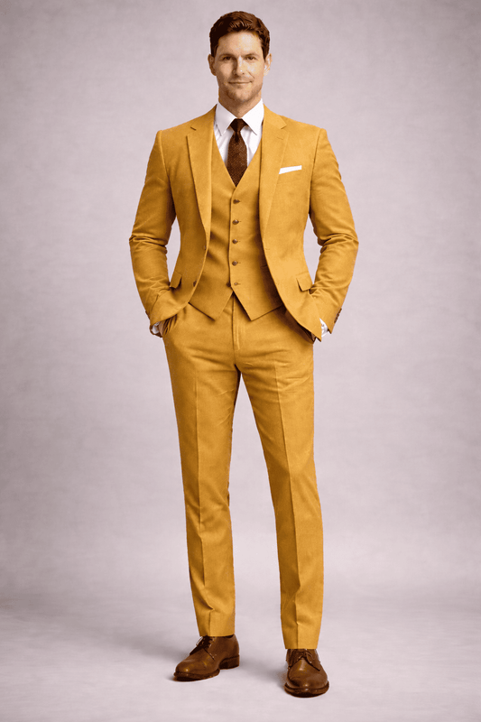 Mustard Linen Father of the Bride Suit — Custom Made