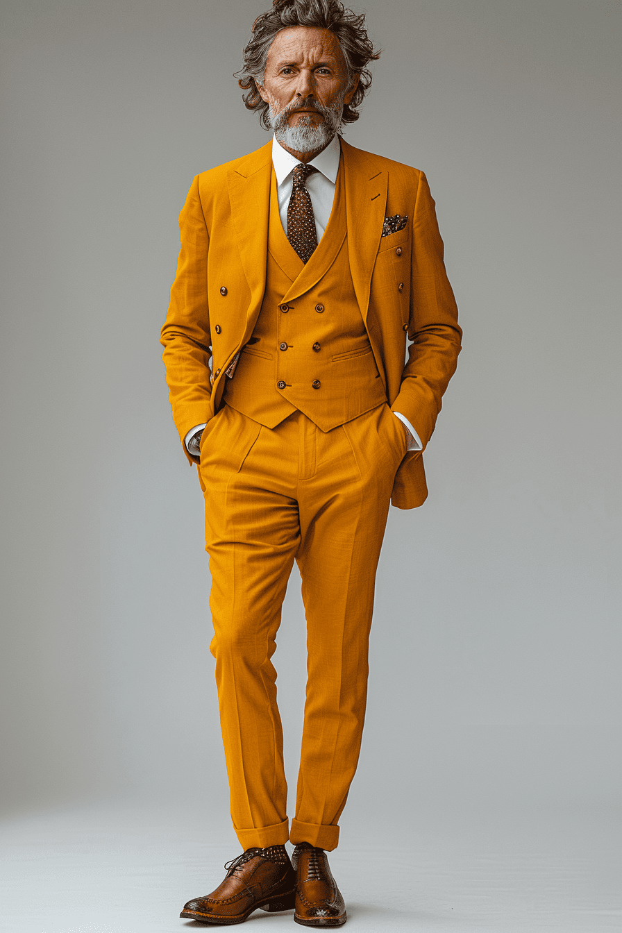 Mustard Silk Blend Father of the Bride Suit — Custom Made