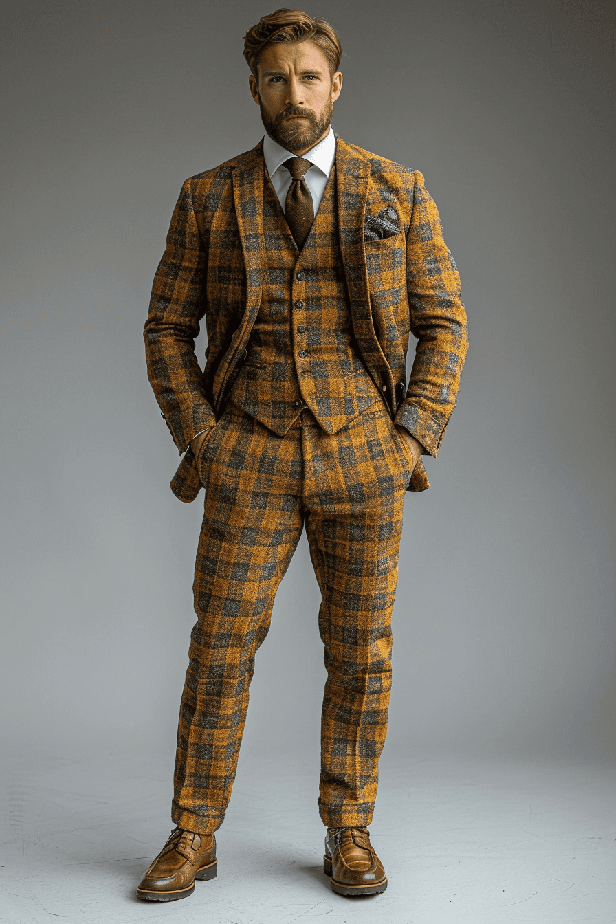 Mustard Tweed Suit — Custom Made to Measure