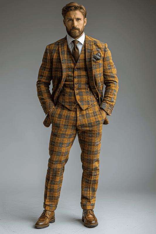 Mustard Tweed Suit — Custom Made to Measure