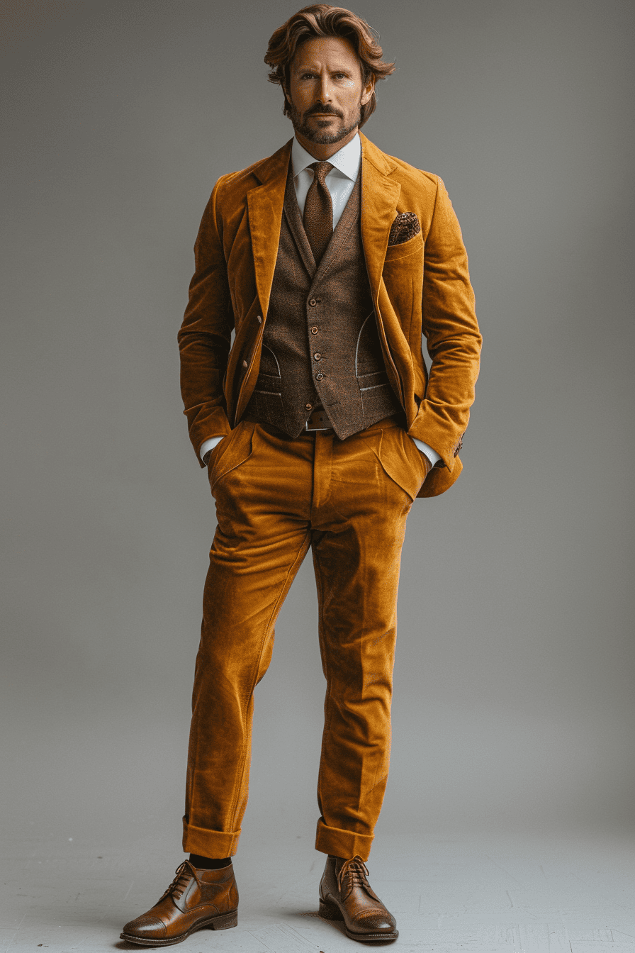 Mustard Velvet Graduation Suit — Custom Made to Measure