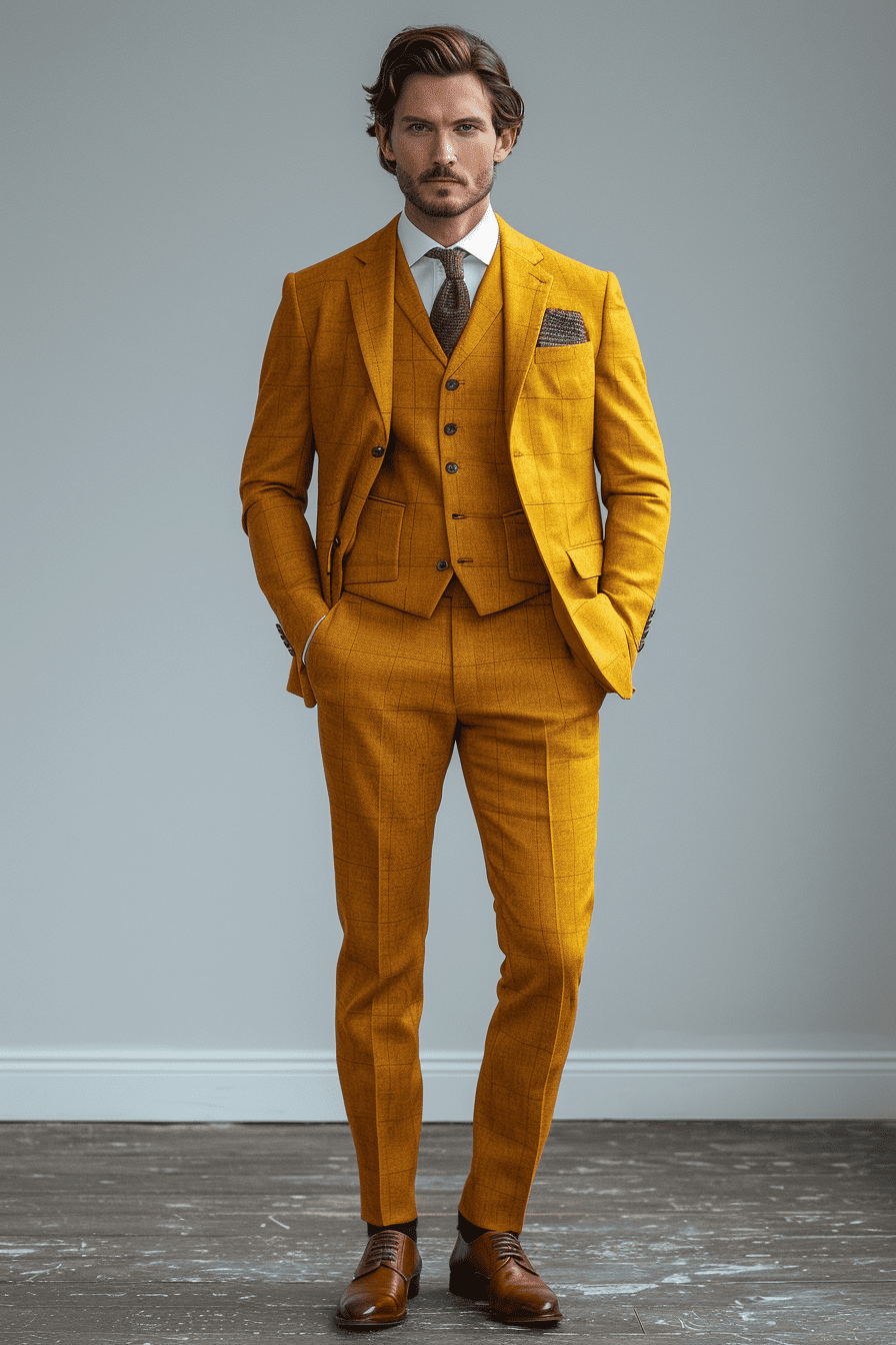 Mustard Wool Graduation Suit — Custom Made to Measure