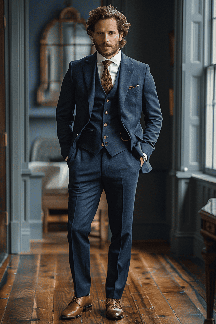 Navy Blue Cotton Graduation Suit — Custom Made to Measure