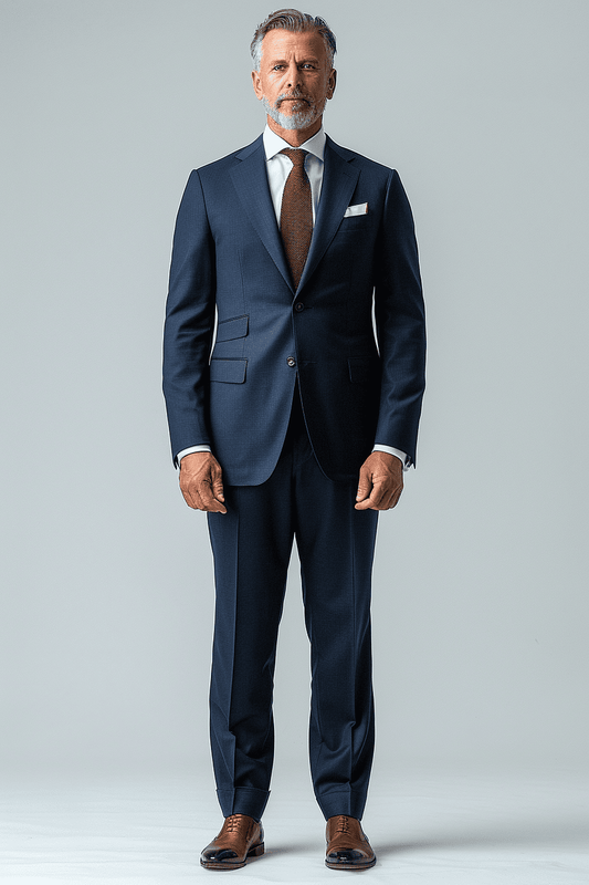 Navy Blue Cotton Father of the Bride Suit — Custom Made