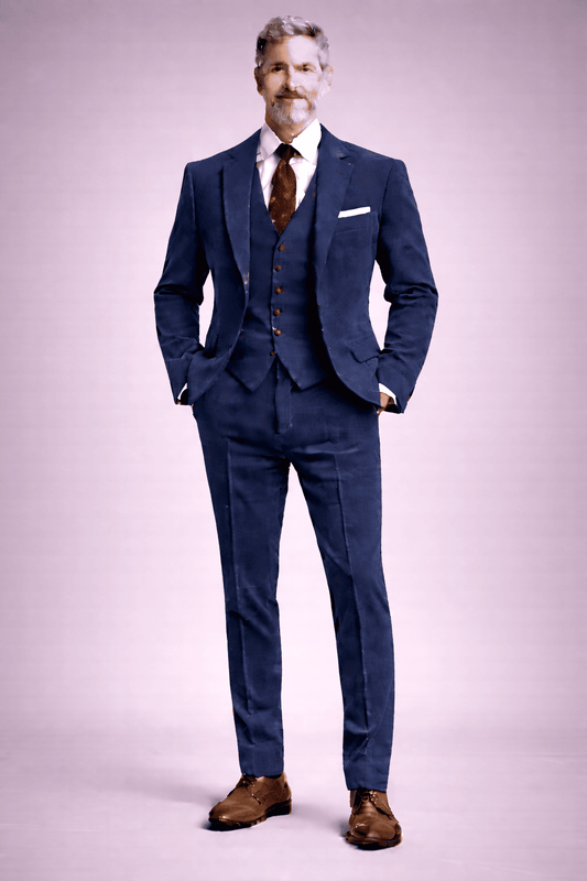 Navy Blue Linen Father of the Bride Suit — Custom Made