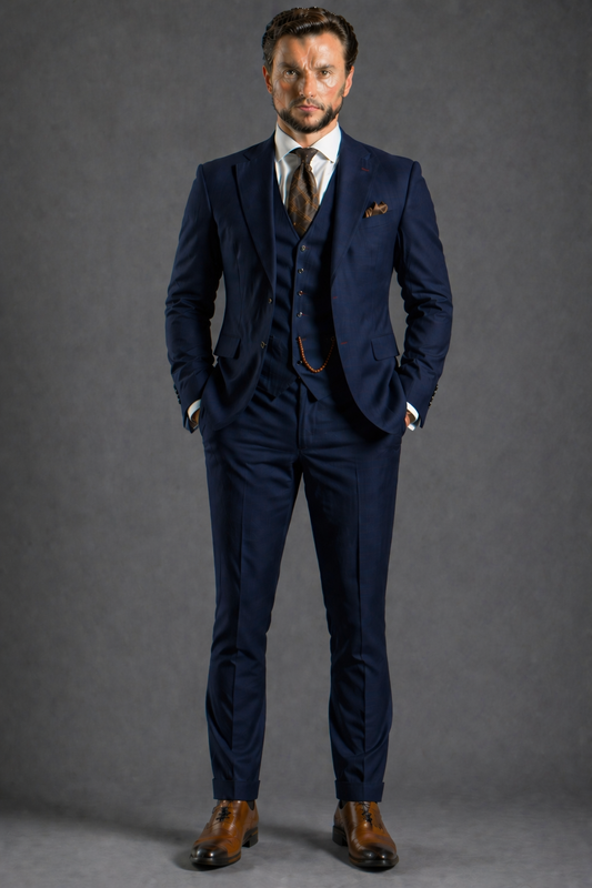 Navy Blue Wool Father of the Bride Suit — Custom Made