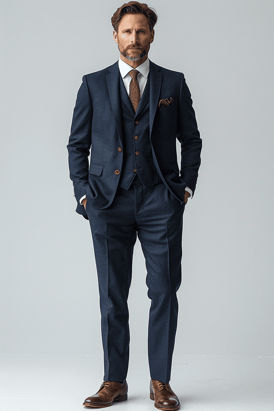 Navy Blue Wool Graduation Suit — Custom Made to Measure