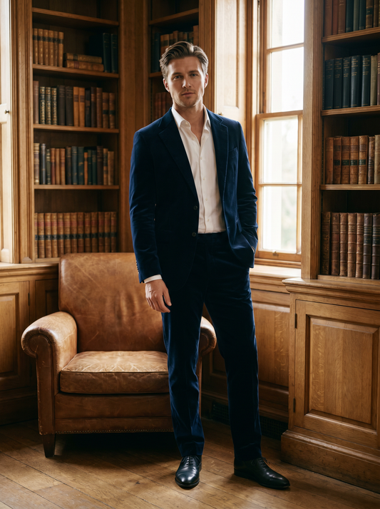 Off-White Velvet Groomsmen Suit — Custom Made to Measure - front view